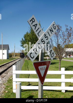 Le Train à vapeur dans la région de Laona bûcheron, le Wisconsin est un ancien train à vapeur qui entraîne les visiteurs au Camp 5 Camp de bûcherons Musée. Banque D'Images