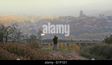 Un village de Badaran vignobles, Cardenas, vallée de la région viticole de Rioja, Espagne, Europe Banque D'Images