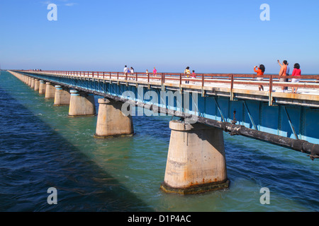 Florida Florida Keys, US Highway route 1 One, Overseas Highway, Vaca Key, Marathon, Old Sevenmile Seven Mile Historic Bridge, Gulf of Mexico Coast, Florida B Banque D'Images