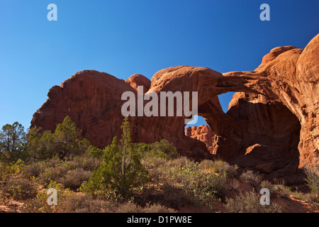 Arc double, Arches National Park, Moab, Utah, USA Banque D'Images