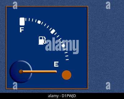Sur la jauge de carburant vide Banque D'Images