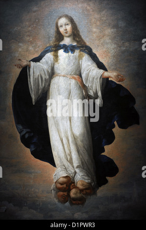 Francisco de Zurbaran (1598-1664). Peintre espagnol. La Vierge Immaculée, 1661. Musée des beaux-arts de Budapest, Hongrie. Banque D'Images