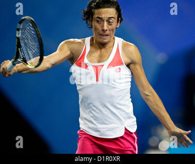 02.01.2013 Perth, Australie. Francesca Schiavone (ITA) en action contre l'Ashleigh Barty (AUS) au cours de la Hyundai Hopman cup de la Perth Arena. Banque D'Images