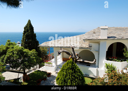 Le territoire de monastère de l'Archange Michael avec une partie de l'ongle Saint de la crucifixion de Jésus Christ, l'île de Thassos Banque D'Images