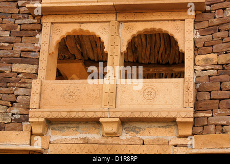 Petites fenêtres de Khaba fort de Jaisalmer Rajasthan Inde Banque D'Images