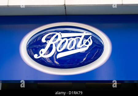 Signe extérieur d'une succursale de bottes Banque D'Images