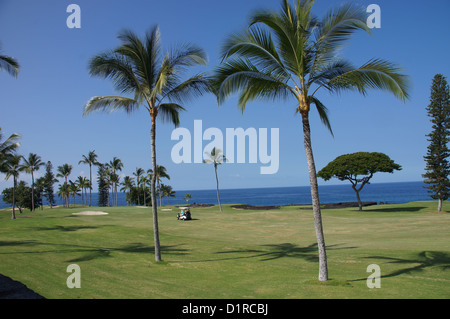 Les golfeurs non identifié, faire une partie de golf tout en prenant une pause de temps froid sur le continent le 14 novembre 2012 près de Kona, Hawaï. Banque D'Images