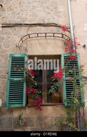 La ville de Valdemossa est bien connu pour le détroit, une maison confortable et beaucoup de fleurs. Banque D'Images