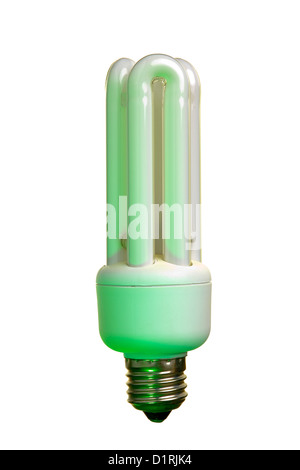Close up d'une ampoule fluorescente, isolé sur fond blanc, couleur light Banque D'Images