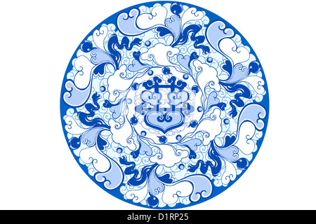 Traditionnels chinois en porcelaine bleu et blanc motif style Banque D'Images