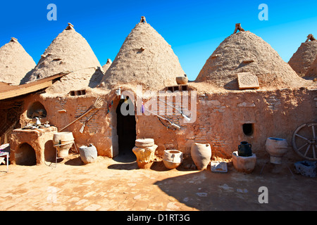 Les bâtiments d'Harran adobe ruche, au sud-ouest de l'Anatolie, la Turquie. Banque D'Images