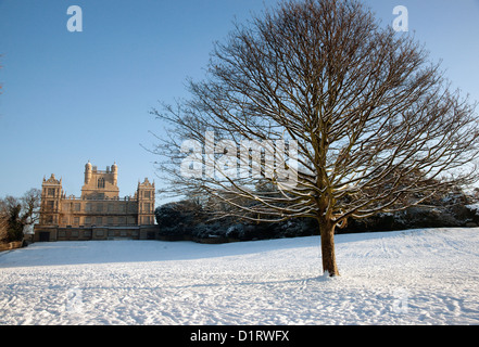 Wollaton Hall, Nottingham dans la neige Banque D'Images