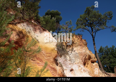 Falaises d'ocre de Roussillon dans le Luberon, Provence, France Banque D'Images