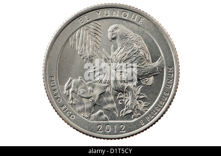 El Yunque Puerto Rico trimestre coin isolé sur fond blanc Banque D'Images