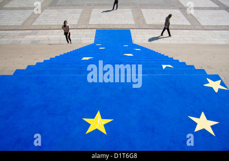 Berlin, Allemagne, Europe tapis bleu-jaune avec des stars européennes Banque D'Images