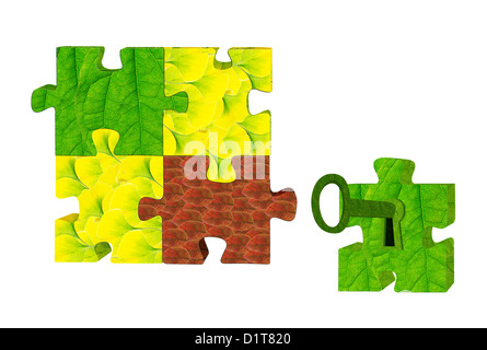 Clé pour ouvrir le puzzle Banque D'Images