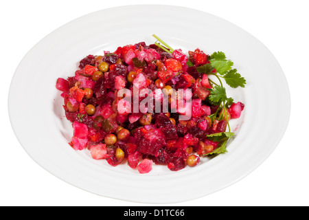 Vinaigrette russe Vinegret ou sur la plaque isolé sur fond blanc Banque D'Images