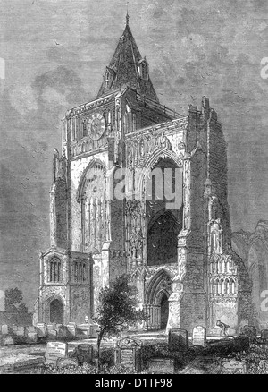 L'ouest avant de Crowland Abbaye, Cambridgeshire, fin du 19e siècle Illustration Banque D'Images