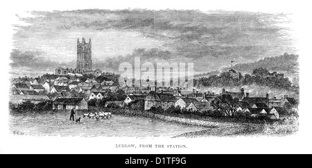 Vue de la gare de Ludlow, fin du 19e siècle Illustration Banque D'Images