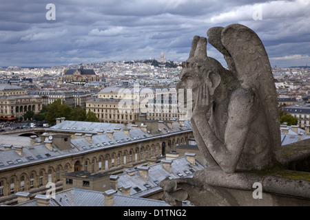 Gargouille sur le toit de la Cathédrale Notre Dame de Paris, Ile de la Cite, France Banque D'Images