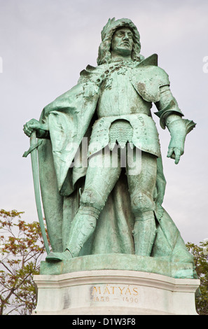 Le roi Matyas statue par le sculpteur Gyorgy Za. Détail du Monument du millénaire en place des Héros Banque D'Images