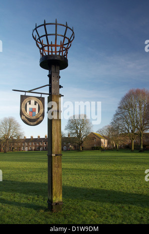 Le site de la balise à Salisbury Champs de Dorchester. Un feu est allumé au moment de célébration nationale telle qu'un jubilé royal. Dorset, Angleterre. UK. Banque D'Images