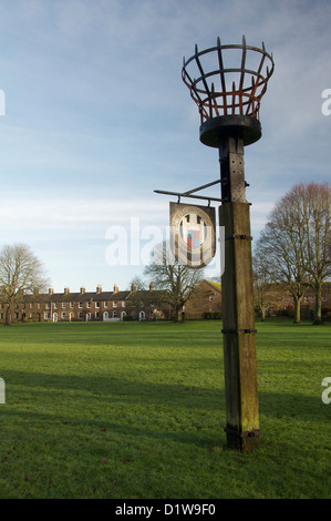 Le site de la balise à Salisbury Champs de Dorchester. Un feu est allumé au moment de célébration nationale telle qu'un jubilé royal. Dorset, Angleterre. UK. Banque D'Images