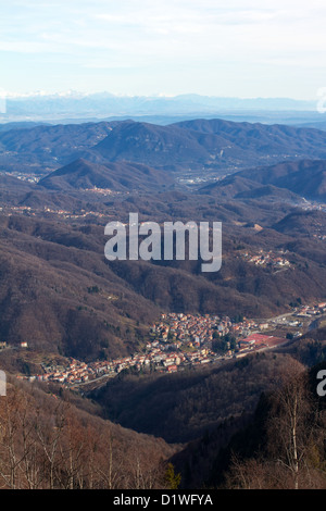 Vue panoramique de Cicagna, province de Vercelli, Piémont Banque D'Images