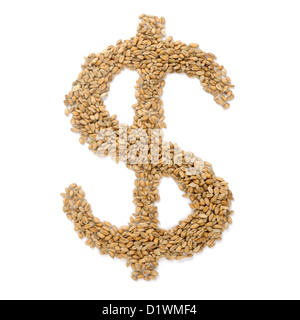 Les grains de blé en forme de dollar sign Banque D'Images