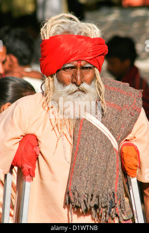 Portrait d'un homme du Rajasthan au Pushkar Foire de chameau au Rajasthan, en Inde. Banque D'Images