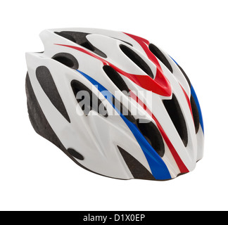 Casque de vélo isolé sur fond blanc. Banque D'Images