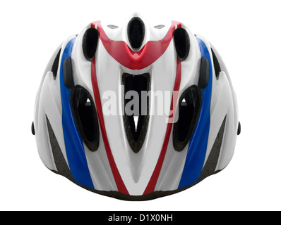 Casque de vélo isolé sur fond blanc. Banque D'Images