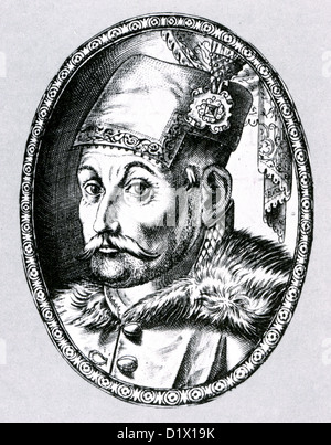 STEPHEN BATHORY (1533-1586) Roi de Pologne en gravure contemporaine Banque D'Images