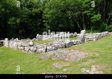 Din Lligwy huttes rondes et rectangulaires ancien Village Settlement Llangefni Amglesey Cymru Wales UK GO Banque D'Images