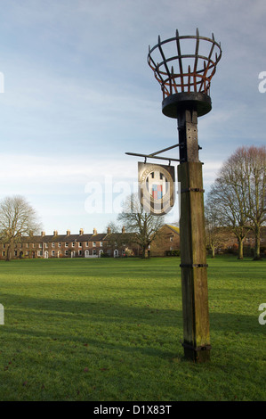 Le site de la balise à Salisbury Champs de Dorchester. Un feu est allumé au moment de célébration nationale telle qu'un jubilé royal. Dorset, Angleterre. UK. Banque D'Images