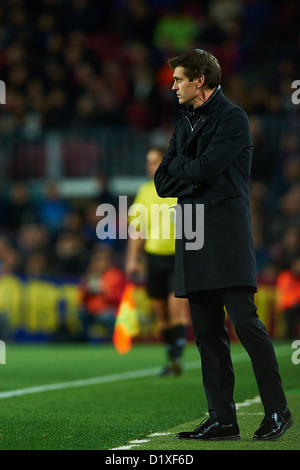 Tito Vilanova coach (FC Barcelone), au cours de la Liga match de foot entre FC Barcelone et du RCD Espanyol, au Camp Nou à Barcelone, en Espagne, dimanche, 6 janvier 2013. Foto : S.Lau Banque D'Images