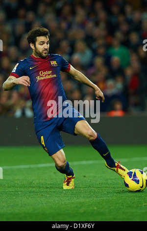 Cesc Fabregas (FC Barcelone), au cours de la Liga match de foot entre FC Barcelone et du RCD Espanyol, au Camp Nou à Barcelone, en Espagne, dimanche, 6 janvier 2013. Foto : S.Lau Banque D'Images