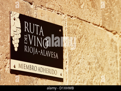 Route des Vins de la Rioja Alavesa signe. Laguardia. L'Alava. Pays Basque. Espagne Banque D'Images