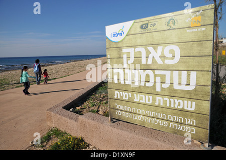 Shikmona parc maritime park près de la côte sur l'entrée sud de la ville moderne d'Haïfa, en Israël. Banque D'Images