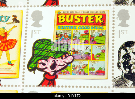 Timbre-poste britannique montrant l'ancien anglais comic 'Buster' avec personnage Andy Capp , Royaume-Uni Banque D'Images