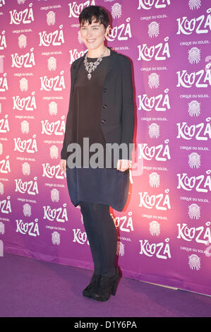 Londres, UK - 8 janvier 2013 : Olivia Williams arrive à la première européenne du Cirque du Soleil's dernier spectacle KOOZA au Royal Albert Hall. Banque D'Images