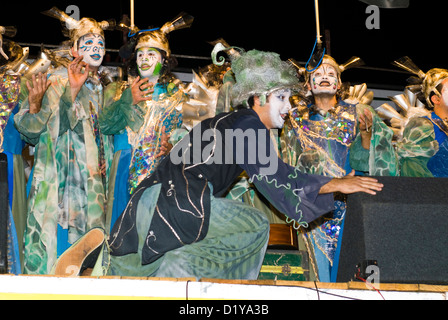 La scène Murguistas uruguayenne pendant le Carnaval de Montevideo, Uruguay, en février 2007 Banque D'Images