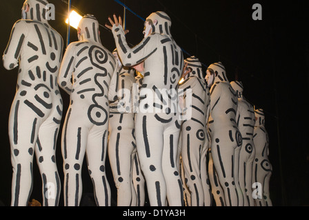 La scène Murguistas uruguayenne pendant le Carnaval de Montevideo, Uruguay, en février 2007 Banque D'Images