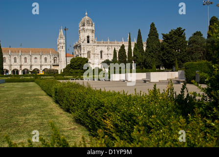 Monastère des Hiéronymites à Lisbonne, Portugal. Classé au Patrimoine Mondial de l'UNESCO, elle est la meilleur exemple de la Manuelino art. Banque D'Images