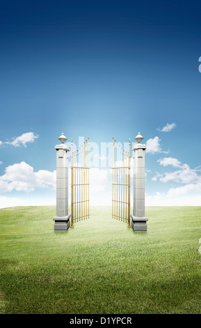 Un Heaven's Gate sur un champ Banque D'Images