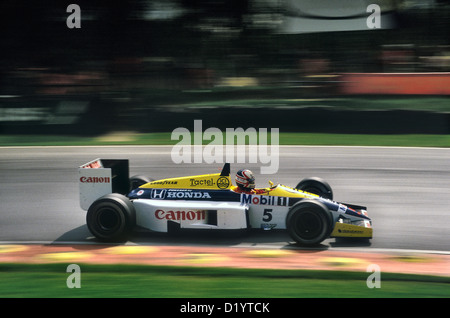 Nigel Mansell 1986 gagnante du Grand Prix de Belgique dans sa Williams Honda. Banque D'Images