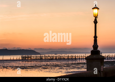 Coucher de soleil sur le port de Poole, Dorset, UK. Banque D'Images