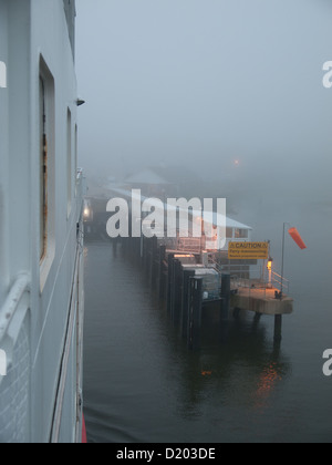 Le terminal du ferry Wightlink enveloppée de brouillard à Lymington Hampshire England UK Banque D'Images