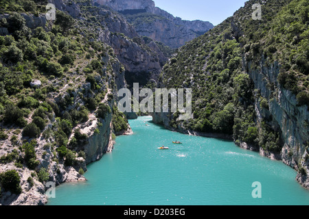 Les gorges du Verdon au Lac de Sainte-Croix, à Aiguines, Provence, France Banque D'Images