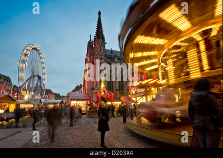 Marché de Noël et du quartier historique, Mulhouse, Alsace, France Banque D'Images